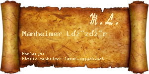 Manheimer Lázár névjegykártya